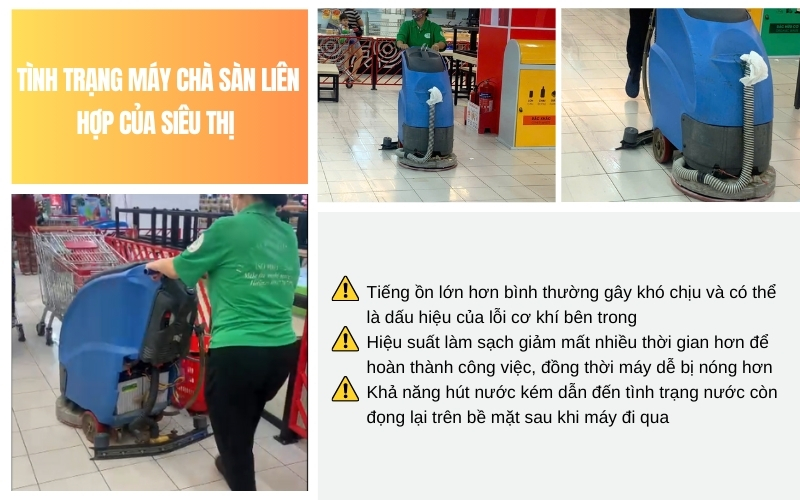 Tình trạng máy chà sàn liên hợp của Siêu Thị  